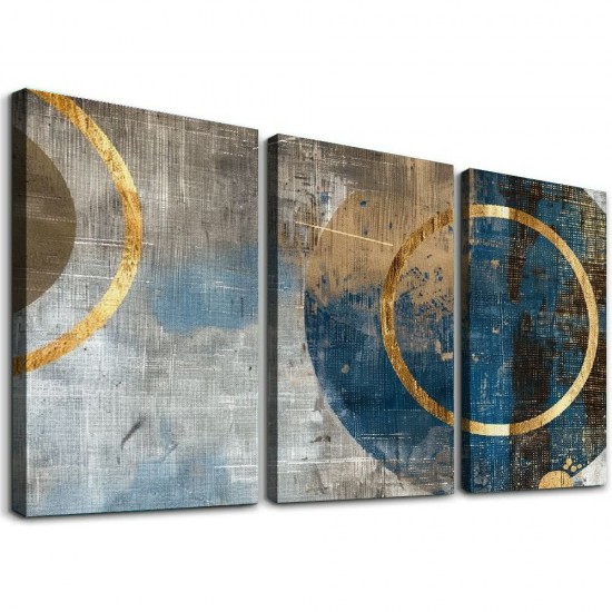 Ulloord Abstract Canvas Wall-Art For Office - Brown Wall Decor - Horizontal Wall Art Living Room Large Black Pictures Geometric Poster Ready To Hang