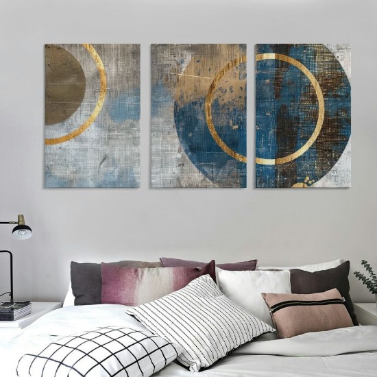 Ulloord Abstract Canvas Wall-Art For Office - Brown Wall Decor - Horizontal Wall Art Living Room Large Black Pictures Geometric Poster Ready To Hang