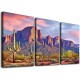 Shangniulu  Colorfull Sunset with Superstition Mountains wall art Sonoran Desert Picture Saguaros Landscape Canvas Wall Art Gallery Wrapped Botanical Cactus in Picture Print on Canvas for Living Room