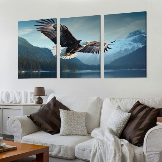 Shangniulu Flying Eagle Canvas Wall Art - Nature Pictures for Wall Decor Snow Mountain Forest Lake Painting Print Artwork for Living Room Bedroom Home Office Wall Decoration