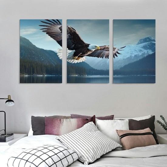 Shangniulu Flying Eagle Canvas Wall Art - Nature Pictures for Wall Decor Snow Mountain Forest Lake Painting Print Artwork for Living Room Bedroom Home Office Wall Decoration