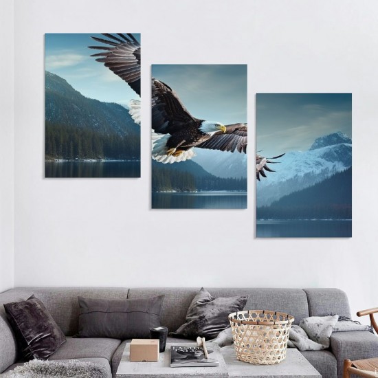 Shangniulu Flying Eagle Canvas Wall Art - Nature Pictures for Wall Decor Snow Mountain Forest Lake Painting Print Artwork for Living Room Bedroom Home Office Wall Decoration