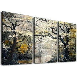 Shangniulu Canvas Art Wall Decor for Living Room Foggy Forest Painting Landscape Picture Modern Nature Artwork for Living Room Bedroom Bathroom Home Office Wall Decor Canvas Wall Decor