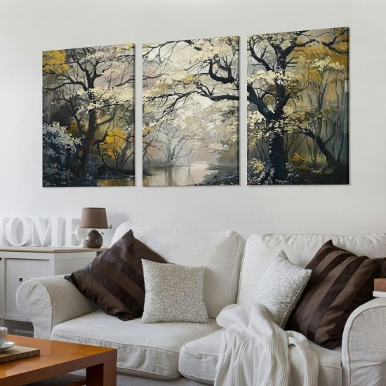 Shangniulu Canvas Art Wall Decor for Living Room Foggy Forest Painting Landscape Picture Modern Nature Artwork for Living Room Bedroom Bathroom Home Office Wall Decor Canvas Wall Decor