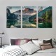 Shangniulu Green Lake Mountain Pictures Canvas Wall Art for Living room Bedroom Wall Decor, Mountain Wall Art Print Paitnings for home Decor,Morden Artwork House in the lake Landscape Canvas Art