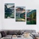 Shangniulu Green Lake Mountain Pictures Canvas Wall Art for Living room Bedroom Wall Decor, Mountain Wall Art Print Paitnings for home Decor,Morden Artwork House in the lake Landscape Canvas Art