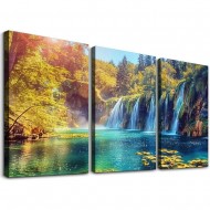 Shangniulu Lake Water Pictures Canvas Wall Art for Living room Bedroom Wall Decor,Waterfall Wall Art Print Paitnings for home Decor,Morden Artwork Sunset Tree Canvas Art