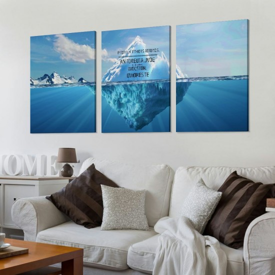 Shangniulu Wall Art Decor Canvas Print Picture Success Inspiration Motivation Iceberg Blue Seawater Bottom Ocean Painting for Dining Room Kitchen Home Decor Framed Ready to Hang