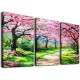 Shangniulu Canvas Wall Art Painting Pink Cherry Blossoms Park Tree Forest Wallpaper Spring landscape Picture Poster Print Framed and Stretched Ready to Hang for Living Room Bedroom Artwork