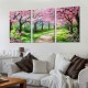 Shangniulu Canvas Wall Art Painting Pink Cherry Blossoms Park Tree Forest Wallpaper Spring landscape Picture Poster Print Framed and Stretched Ready to Hang for Living Room Bedroom Artwork