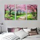 Shangniulu Canvas Wall Art Painting Pink Cherry Blossoms Park Tree Forest Wallpaper Spring landscape Picture Poster Print Framed and Stretched Ready to Hang for Living Room Bedroom Artwork