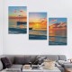 Shangniulu Wall Art Decor Canvas Print Picture Sunset over the Sea Boat Ocean Waves Scenery Painting Artwork for Office Wall Decor Home Decoration Stretched and Framed Ready to Hang