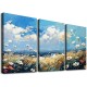 Shangniulu Flower Canvas Wall Art Daisy Floral Canvas Print Picture Landscape Daisy Blossom Canvas Artwork Landscape Canvas Painting for Living Room Bedroom Bathroom Office Home Decor