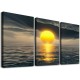 Shangniulu Canvas Prints Wall Art Decor Yellow Sunset over the ocean Picture Curved Horizon Painting Artwork for Dining Room Kitchen Home Decor Stretched and Framed Ready to Hang