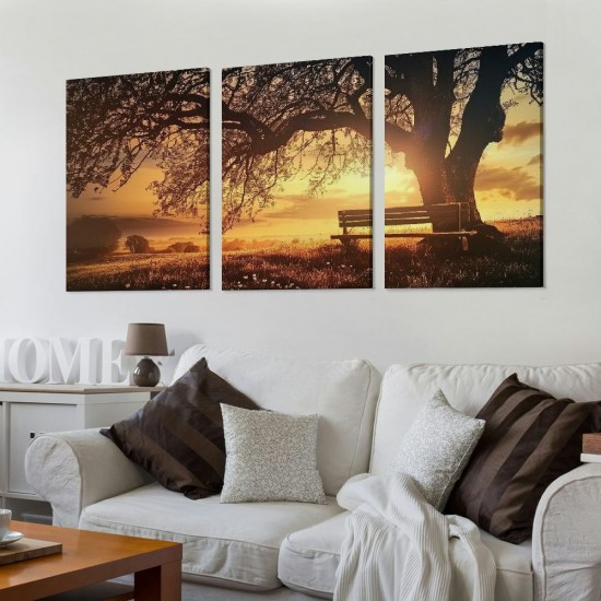 Shangniulu Wall Art Decor Canvas Print Picture Big Trees in Sunset Sunset Forest Natural Landscape Painting Artwork for Living Room Office Home Wall Decor Framed Ready to Hang