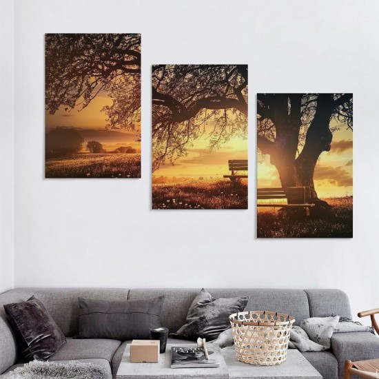 Shangniulu Wall Art Decor Canvas Print Picture Big Trees in Sunset Sunset Forest Natural Landscape Painting Artwork for Living Room Office Home Wall Decor Framed Ready to Hang