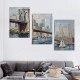 Shangniulu Brooklyn Bridge Wall Art New York Abstract Canvas Cityscape Painting, Colorful NYC Skyline Textured Picture Modern Artwork Framed for Living Room Bedroom Office Home Decor