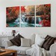 Shangniulu Wall Art Decor Canvas Print Picture Red Forest Waterfalls Landscape Tree for Living Room Office Home Decorations Stretched and Framed Ready to Hang