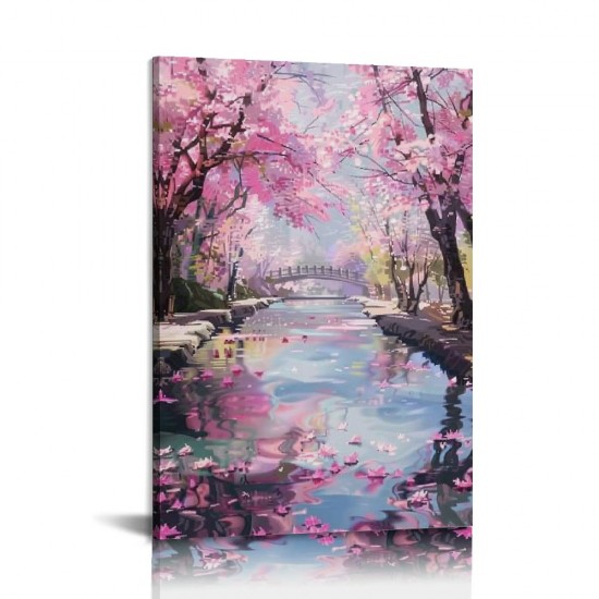 Shangniulu Anime Cherry Blossom Picture Cherry Blossom Forest Decor Poster Wall Art Hanging Picture Print Bedroom Decorative Painting Posters Room Aesthetic