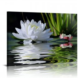 Shangniulu Canvas Prints Zen Wall Art Lotus Flower Prints Pictures for Bathroom Decor Spiritual Meditation Poster Artwork for Spa Decor Framed Read to Hang