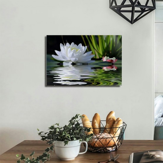 Shangniulu Canvas Prints Zen Wall Art Lotus Flower Prints Pictures for Bathroom Decor Spiritual Meditation Poster Artwork for Spa Decor Framed Read to Hang