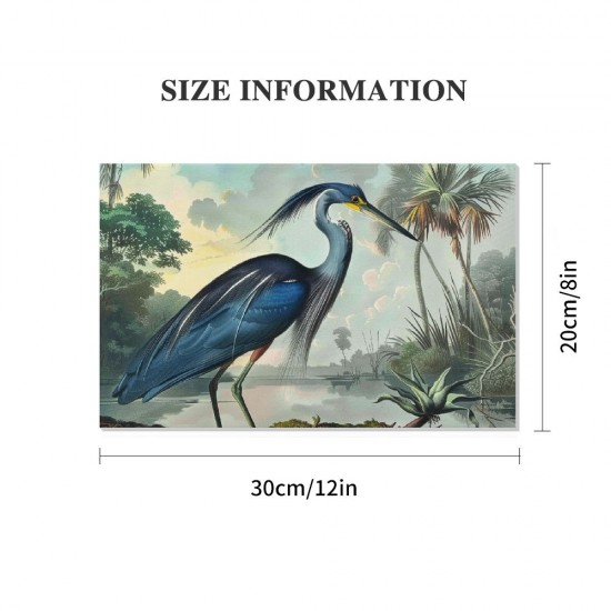 Shangniulu Blue Heron Wall Art Bird Poster Vintage Frame Canvas Painting Wall Art Heron Artwork Poster Picture Bedroom Wall Decor