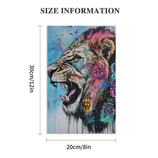 Shangniulu Graffiti Wall Art Pop Art Wall Decor Lion Picture Graffiti Canvas Wall Art Graffiti Art Colorful Wall Decor Street Art Canvas Wall Art Graffiti Poster for Room Decor