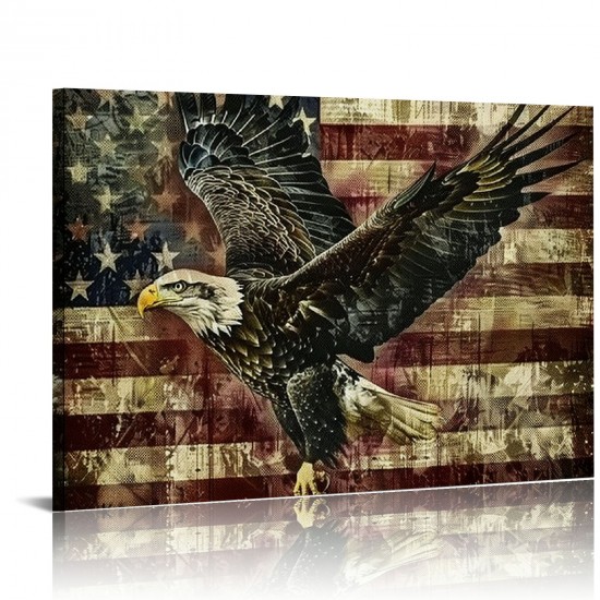 Shangniulu Flags Canvas Wall Art Hanging Pictures Home Decor Eagle Wall Decor Art Poster Bedroom Living Room Decor