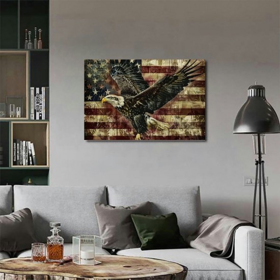 Shangniulu Flags Canvas Wall Art Hanging Pictures Home Decor Eagle Wall Decor Art Poster Bedroom Living Room Decor