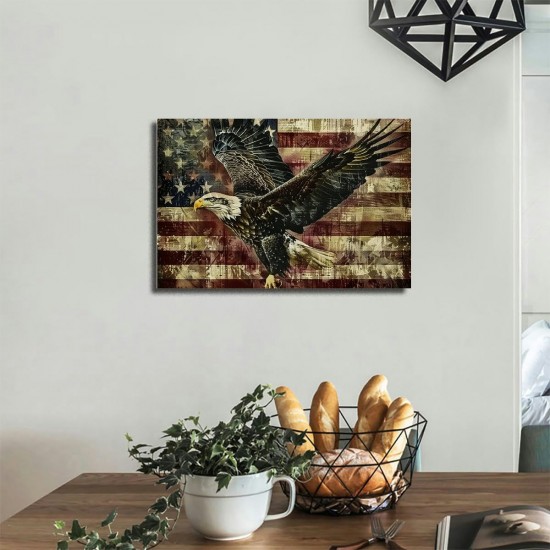 Shangniulu Flags Canvas Wall Art Hanging Pictures Home Decor Eagle Wall Decor Art Poster Bedroom Living Room Decor