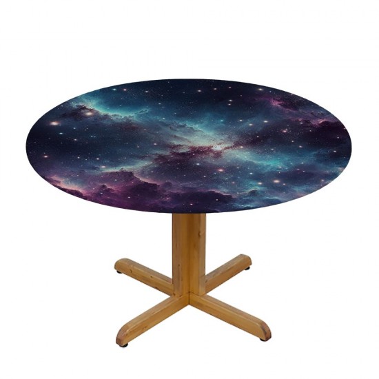 Shangniulu Round Space Table Cover, with Evening Calm Scene Picture, Can Wipe Indoor/Outdoor Dining Table Cover