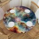 Shangniulu Round Space Table cover, Dust Cloud Celestial Astronomical Object Picture, Elastic edge, Suitable for catering and kitchen