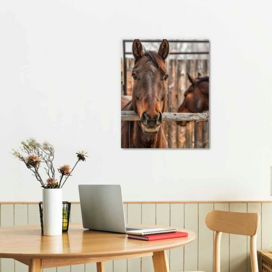 QKZF Farmhouse Rustic Wall Art for Bedroom Home Bathroom Decor for the Home Country Horse Pictures Artwork for Kitchen Wall Decor Modern Canvas Framed Wall Art 