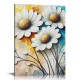 QKZF White Flowers Textured Canvas Wall Art for Living Room, Canvas Wall Art Floral Artwork Modern Flower Pictures Wall Decor Framed Bathroom Bedroom Home (White Flowers)