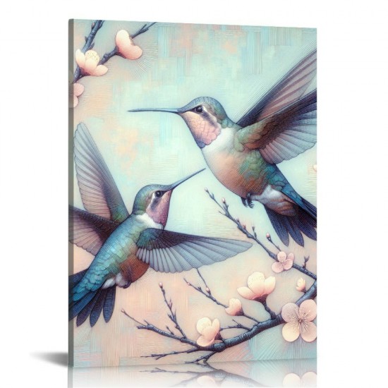 QKZF Flower Bird Canvas Wall Art Decorations for Bedroom Bathroom Framed Artwork Modern picture Ready to Hang