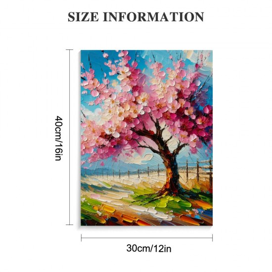 QKZF Canvas Wall Art Pink Peach Tree Canvas Print Hanging Pictures for Bathroom Bedroom Living Room Office Decor