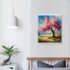 QKZF Canvas Wall Art Pink Peach Tree Canvas Print Hanging Pictures for Bathroom Bedroom Living Room Office Decor