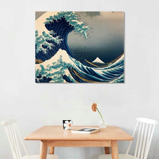 QKZF Great Wave of Kanagawa Katsushika Hokusai Giclee Canvas Prints Wall Art Abstract Seascape Pictures Paintings for Living Room Home Decorations Large Modern Stretched and Framed Sea Artwork