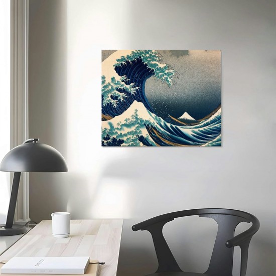 QKZF Great Wave of Kanagawa Katsushika Hokusai Giclee Canvas Prints Wall Art Abstract Seascape Pictures Paintings for Living Room Home Decorations Large Modern Stretched and Framed Sea Artwork