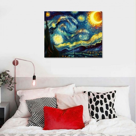 QKZF Starry Night Canvas Print of Van Gogh Oil Paintings Reproduction Modern Canvas Print Artwork Abstract Landscape Pictures Printed on Canvas Wall Art for Home Office Decorations