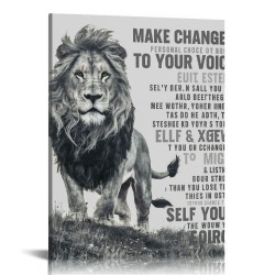 QKZF Canvas Wall Art Pictures for Wall Inspirational Lion Quotes - Painting Wall Décor for Bathroom Bedroom Office Framed Artwork