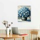 QKZF Blue Floral Canvas Wall Art for Living Room, Oil Painting Floral Artwork Modern Blue Flowers Picture Wall Decor Framed Bathroom Bedroom Home Office