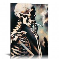 QKZF Skull of a with Burning Cigarette, Canvas Wall Art for Home Decor and Wall Decor Post-impressionism Canvas Prints Pictures Artwork