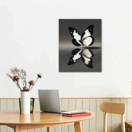 QKZF Butterfly Textured Canvas Wall Art for Living Room,Canvas Wall Art Framed Handmade Butterfly Oil Painting Modern Wall Decor Hanging Pictures Bathroom Bedroom Home Office Decor