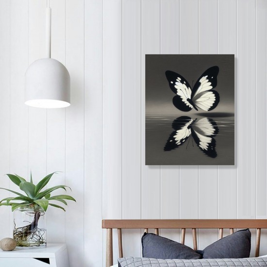 QKZF Butterfly Textured Canvas Wall Art for Living Room,Canvas Wall Art Framed Handmade Butterfly Oil Painting Modern Wall Decor Hanging Pictures Bathroom Bedroom Home Office Decor